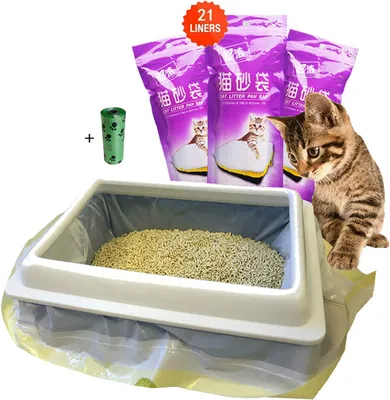 Produktbild von Katzenbakbeutel mit Zugband, 21 + 15 Stück, 91,5 x 45,7 cm, für mittelgroße und große Katzenklos