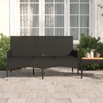 Produktbild von "2024"cloris Gartenbank 3-Sitzer mit Kissen Schwarz Poly Rattan - Gartenbänke CHY99512090