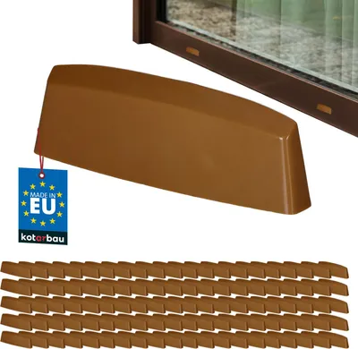 Produktbild von KOTARBAU® 100er Set Wasserschlitzkappen Fensterabflusslochkappen 36 mm ASA-Kunststoff Eiche Fensterentwässerung Entwässerung Fenster PVC Schutz Abdeckung