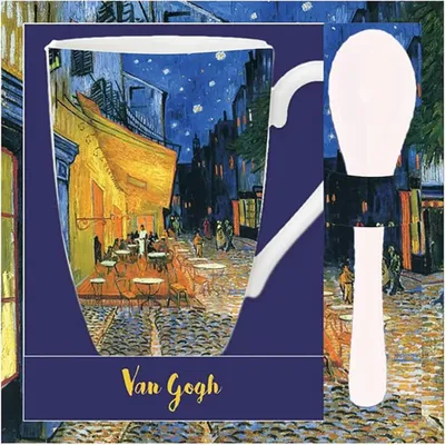 Image de Tasse à café ou à thé avec cuillère « Van Gogh : La Nuit étoilée », en porcelaine