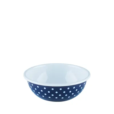 Produktbild von Riess Country Küchenschüssel Ø18cm 1 Liter Dirndl Pünktchenblau Emaille