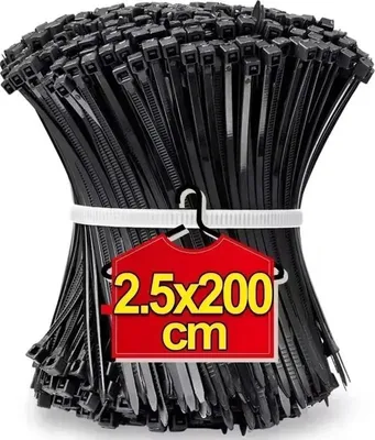 Zdjęcie produktu dla Opaski kablowe, samozaciskowe, wielokrotnego użytku, czarne (25x200mm), 1000 sztuk