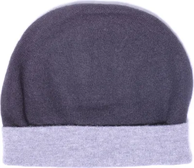 Produktbild von TUMELO 100% Kaschmir Mütze Damen & Herren, edle Cashmere Strickmütze, Uni, warme wendbare Wintermütze - Schwarz