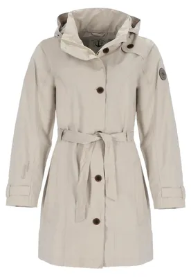 Produktbild von Blue Wave Damen Funktionsmantel Funktions-Trenchcoat Jennifer - Unifarbene Regenjacke mit Dekorknöpfen in Sand Größe 48