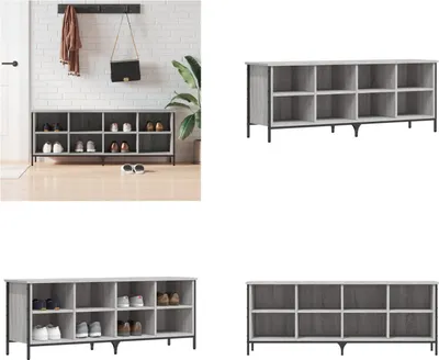 Produktbild von vidaXL Schuhregal Grau Sonoma 131x35x50 cm Holzwerkstoff - Schuhregal - Schuhregale - Schuhschrank - Schuhaufbewahrung