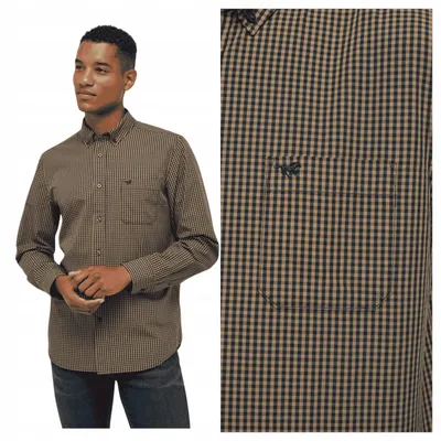 Immagine prodotto di Mustang | Camicia da uomo, modello Chester, tessuto a quadri in cotone, colore marrone, vestibilità regular, taglia M