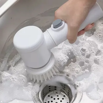 Produktbild von Elektrische Reinigungsbürste Geschirrspülbürste Automatische Drahtlose USB Wiederaufladbare Professionelle Küche Badewanne Fliesen Reinigungs Bürsten, 5 Bürstenkopf