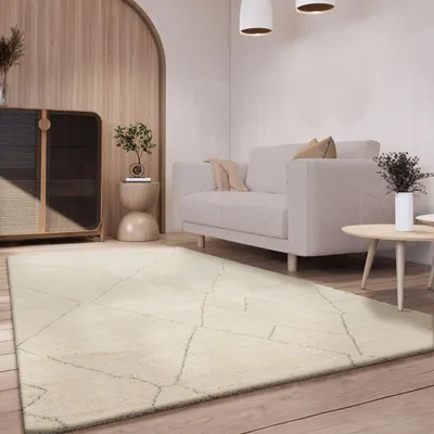 Produktbild von TT Home Wohnzimmer Teppich Kurzflor Geometrisches Skandi Muster Uni Abstraktes Design Größe 80x150 cm