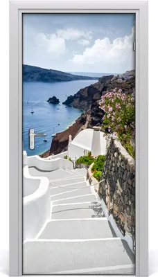 Produktbild von Tulup Türaufkleber 95x205 cm Dekorative Aufkleber Selbstklebend Wasserdichte Tapete Abnehmbar Schlafzimmer Wohnzimmer Wohnkultur - Santorini Griechenland