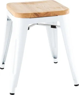 Image de Tabourets de bistro Bolero avec coussins d'assise en bois, blancs (4 pièces)