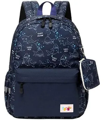 Productafbeelding van Rugzak voor kinderen, met cartoon-dierprint en muntgeldzakje, blauw