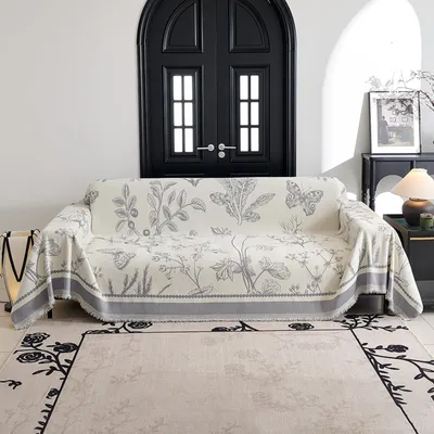 Immagine prodotto di Coperta da divano in morbida microfibra con frange, 180 x 300 cm - Grigia