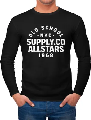 Produktbild von Herren Longsleeve Bedruckt Schriftzug Oldschool NYC New York City Allstars Langarm-Shirt Fashion Streetstyle Neverless® schwarz -weiss S