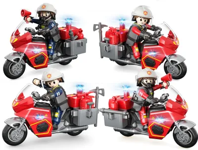 Zdjęcie produktu dla Figurka strażaka na motocyklu 11 cm