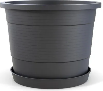Produktbild von plastard Blumentopf Kunststoff Anthrazit Terra, Ø 54 cm, Höhe 45,5 cm, inkl. Untersetzer & Überlauföffnungen, frost-, witterungs- & UV-beständig, leicht & pflegeleicht, für Garten, Balkon & Terrasse