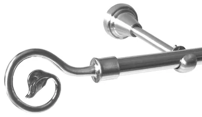 Produktbild von Gardinenstange Set Edelstahl Look Metall Ø 16mm zur Wandbefestigung 1-lauf Modern Knauf , Länge wählbar H14E20