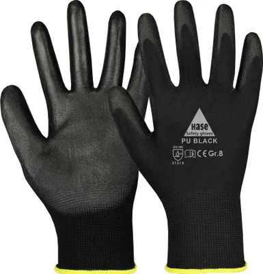 Immagine prodotto di HASE GUANTI DI SICUREZZA Guanti da lavoro in PU, nero, EN 388, EN 420, nero, taglia 7