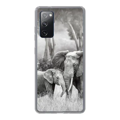 Produktbild von MuchoWow® Handyhülle Schutzhülle Hülle für Samsung Galaxy S20 FE Elefant - Tiere - Natur - Schwarz und weiß Silikon Softcase Handy Hülle - Abdeckung