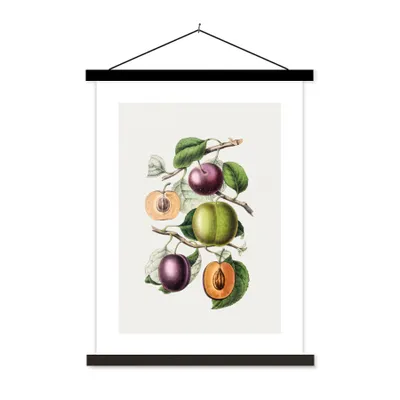 Produktbild von MuchoWow® Textilposter Obst - Jahrgang - Pfirsich 90x120 cm mit schwarzem Rahmen - Dekoration