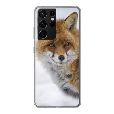 Produktbild von MuchoWow® Handyhülle Schutzhülle Hülle für Samsung Galaxy S21 Ultra Fuchs - Porträt - Schnee Silikon Softcase Handy Hülle - Mobiltelefon
