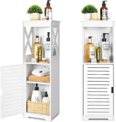 Produktbild von Aufbewahrungsschrank - Standschrank - Für Bad, Flur und Küche - Kunststoff - Zum Zusammenbauen - Weiß