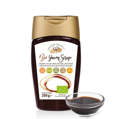 Produktbild von GOLDEN PEANUT Sirup aus der Yacon Wurzel BIO 250 g - natürliche Süße, Zuckeralternative, 100% pflanzlich, Diabetiker geeignet