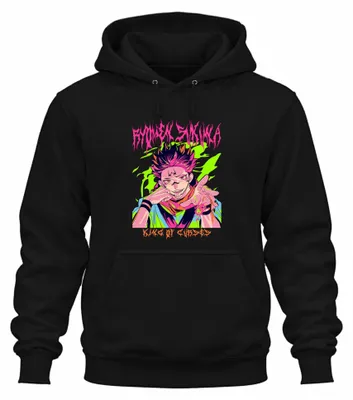 Produktbild von Jujutsu Kaisen Ryomen Sukuna King of Curses Anime Hoodie Kapuzenpullover, Schwarz, L