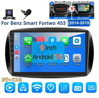 Obrázek produktu pro Android 2-DIN autorádio – autorádio – multimediální přehrávač – navigační systém – 9palcový dotykový displej – Android 15