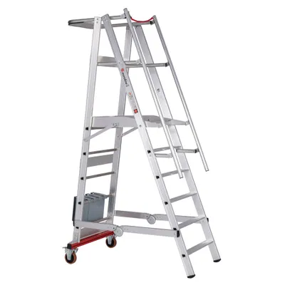 Produktbild von Euroline Premium 32778 Podestleiter fahrbar, klappbar 6 Stufen