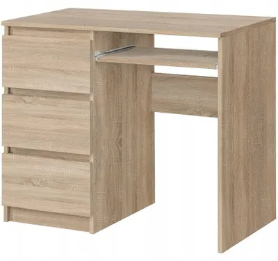 Zdjęcie produktu dla Biurko RADEK 90 cm dąb sonoma komputerowe 3 szuflady lewe laminowane