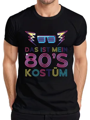 Produktbild von MEIN 80'S KOSTÜM 80er Jahre Retro Neon Party Karneval Brille Herren T-Shirt, Schwarz, S