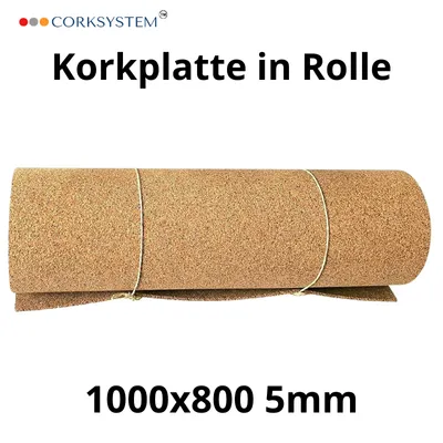 Produktbild von Korkrolle Naturkork 5mm – 1000x800mm – Dämmung, Schallschutz, DIY – 1 Stück