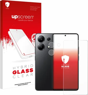 Produktbild von upscreen Schutzglas für Xiaomi Redmi Note 13 (Display+Kamera) Schutzfolie Panzer Folie Glas Display Schutz klar