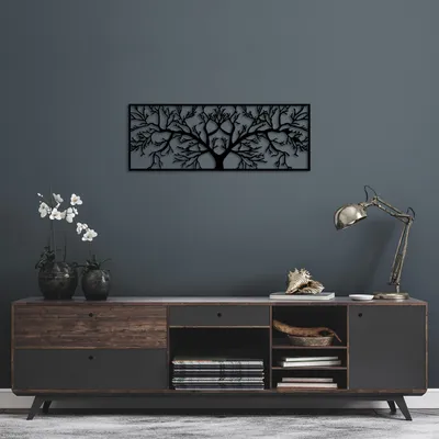 Obrázok produktu pre Wallity, Strom- SKL2334, Čierna, Ostatné bytové dekorácie, 82 x 30 cm, 100% kov (Hrúbka: 1