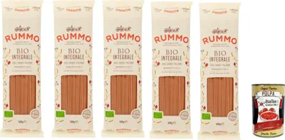 Produktbild von Rummo Pasta Integrale Spaghetti N° 3, Vollkornnudeln Nudeln Vollkorn Italienische Pasta 5x 500g + Italian Gourmet polpa 400g