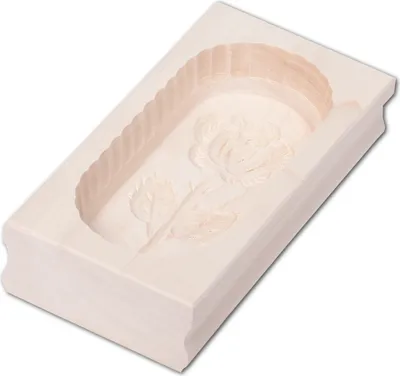 Produktbild von Butterform, eckig, 250 Gramm, Rose aus Holz 19 cm