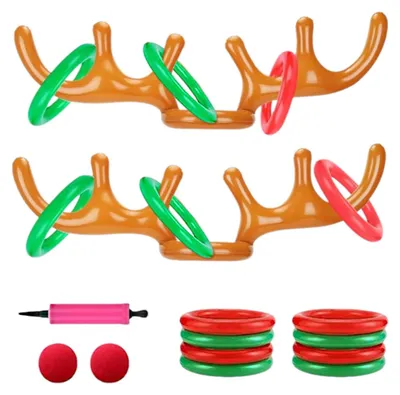 Produktbild von Set mit 2 aufblasbaren Rentierhörnern und Ringe zum Werfen
