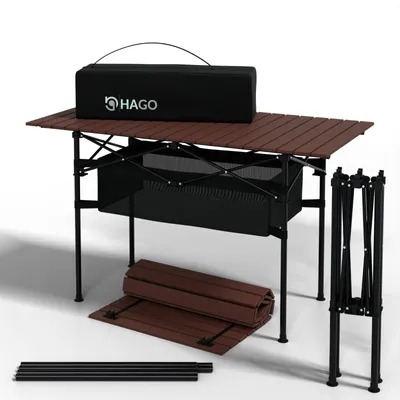 Produktbild von Leichter Aluminium Campingtisch Braun Rolltisch Falttisch Gartentisch Reisetisch klappbar stabil Tragetasche inklusive