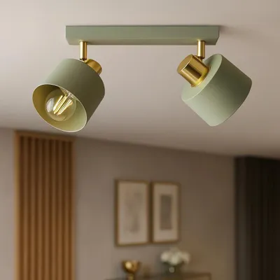 Produktbild von LUXOLAR - LED Deckenleuchte 2-flammig Green/Gold E27 60W - Deckenlampe Schwenkbar für Wohnzimmer, Küchen - Modern, Japandi Design