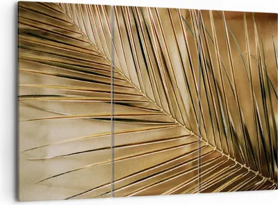 Produktbild von Bild auf Leinwand - Leinwandbild - 3 Teile - Blatt Gold Pflanze - 105x70cm - Wand Bild - Wanddeko - Wandbilder - Leinwanddruck - Bilder - Wanddekoration - Leinwand bilder - Wandbild - CE105x70-5041