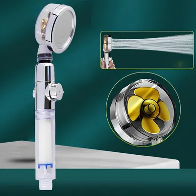 Produktbild von Duschbrause mit 360-Grad-Turbine und Hochdruckfilter Duschkopf mit Drehung und Wasserreinigungsfilter