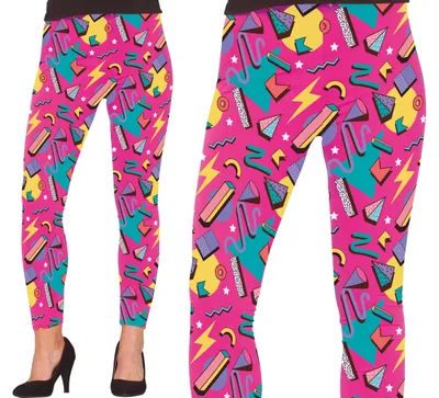Immagine prodotto di 80S Carnevale Retro Leggings Rosa Modello Colorato Design Vintage Costume Accessori Festa Colori Neon Abbigliamento Divertente, Taglia: 38 - 40 (M) Colore: Rosa