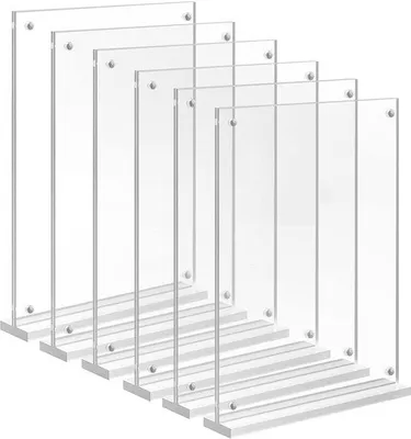 Produktbild von Ibenzoa® Dreieckige Acryl-Aufsteller mit Magnetbefestigung, transparent, 3er-Set, 21 x 15 cm, 9 mm Sockel, 45 mm Breite