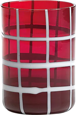 Image de Zafferano Twiddle - Lot de 6 verres en verre soufflé rouge 35 cl, faits main avec déco blanche, lavables au lave-vaisselle