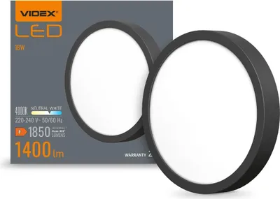 Immagine prodotto di Plafoniera Down Light nera classe E 15W 1850lm 3000K / 4000K / 6500K 19,2 cm Videx