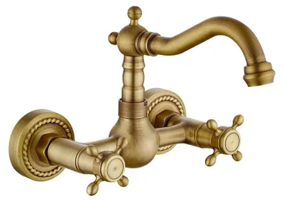 Wandarmatur Küche Vintage 360° drehbar Messing Warm-/Kaltwasser