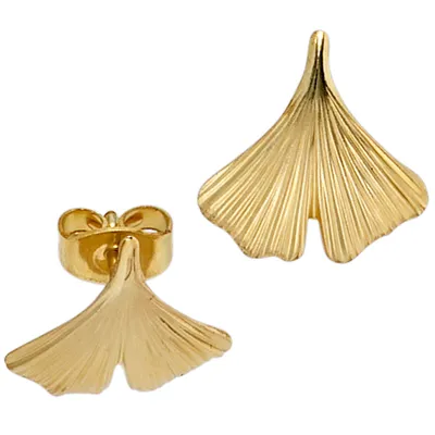 Produktbild von JOBO Ohrstecker Ginko 375 Gold Gelbgold teilmattiert Ohrringe