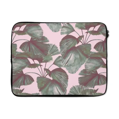 Produktbild von MuchoWow® Laptop Hülle 17 Zoll Laptoptasche Blätter - Vintage - Tropisch - Muster - Zipper - Schutzabdeckung