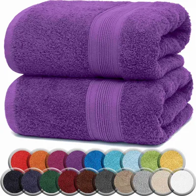 Produktbild von Frottier Badetücher 2er Pack 100x150cm, 100% Baumwolle, Lila