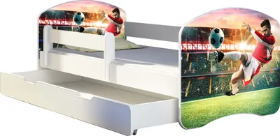 Immagine prodotto di ACMA letto per ragazzi letto per bambini completo di materasso a doghe e protezione anticaduta bianco 37 calciatore 2 140x70 + rete